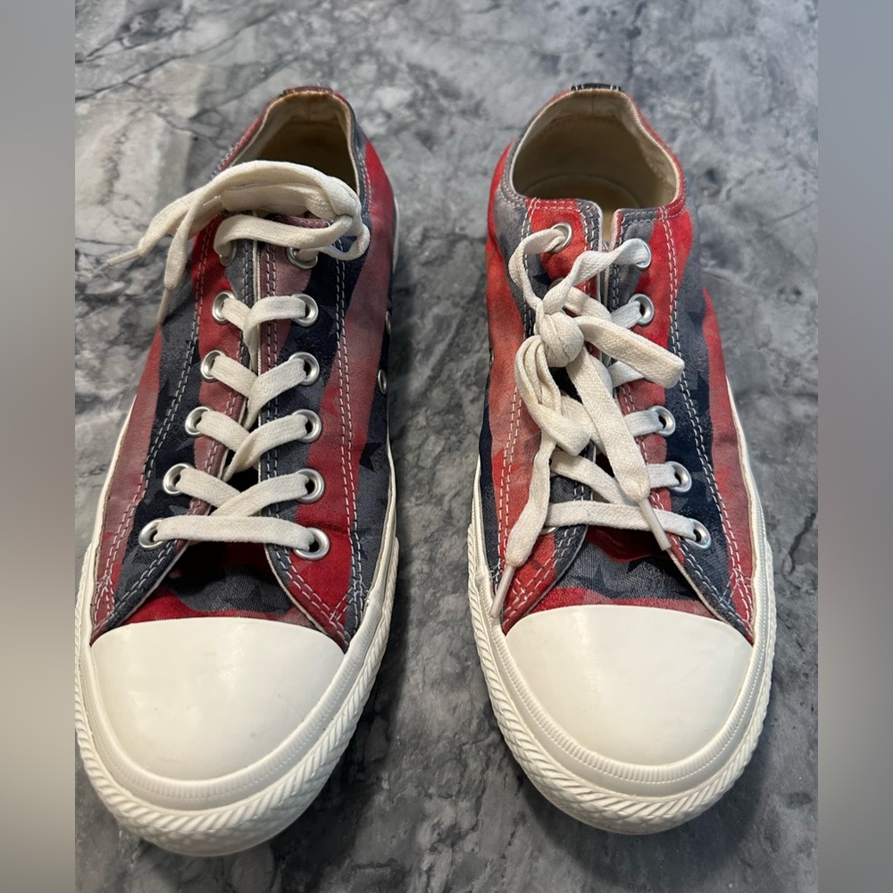 Classic Low-Top Red & Blue Canvas Sneakers